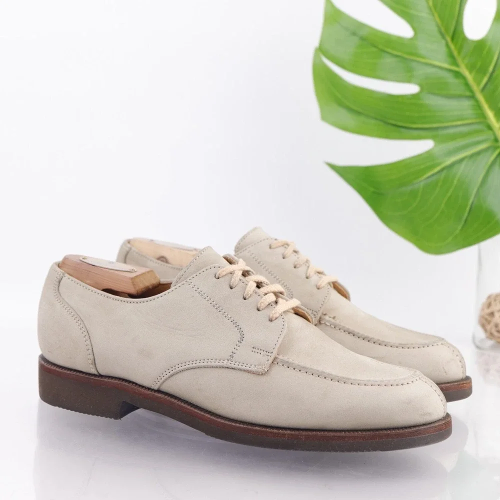 VTG USA Cole Haan Mens White Bucks Size 8.5 M Oxford Dress Shoes Vibram Gum Sole